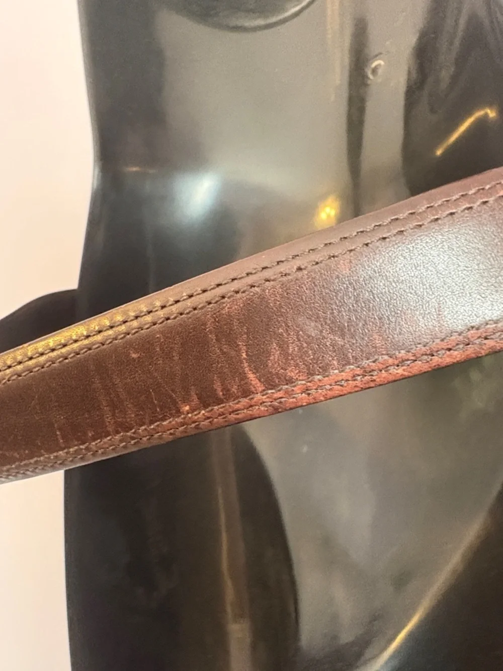 Coach Brown Leather Belt with Silver Metal Buckle